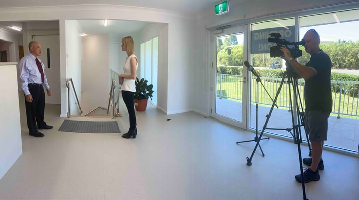 Mid North Coast eye clinic media interview with NBN TV News PR by Vermilion Pinstripes