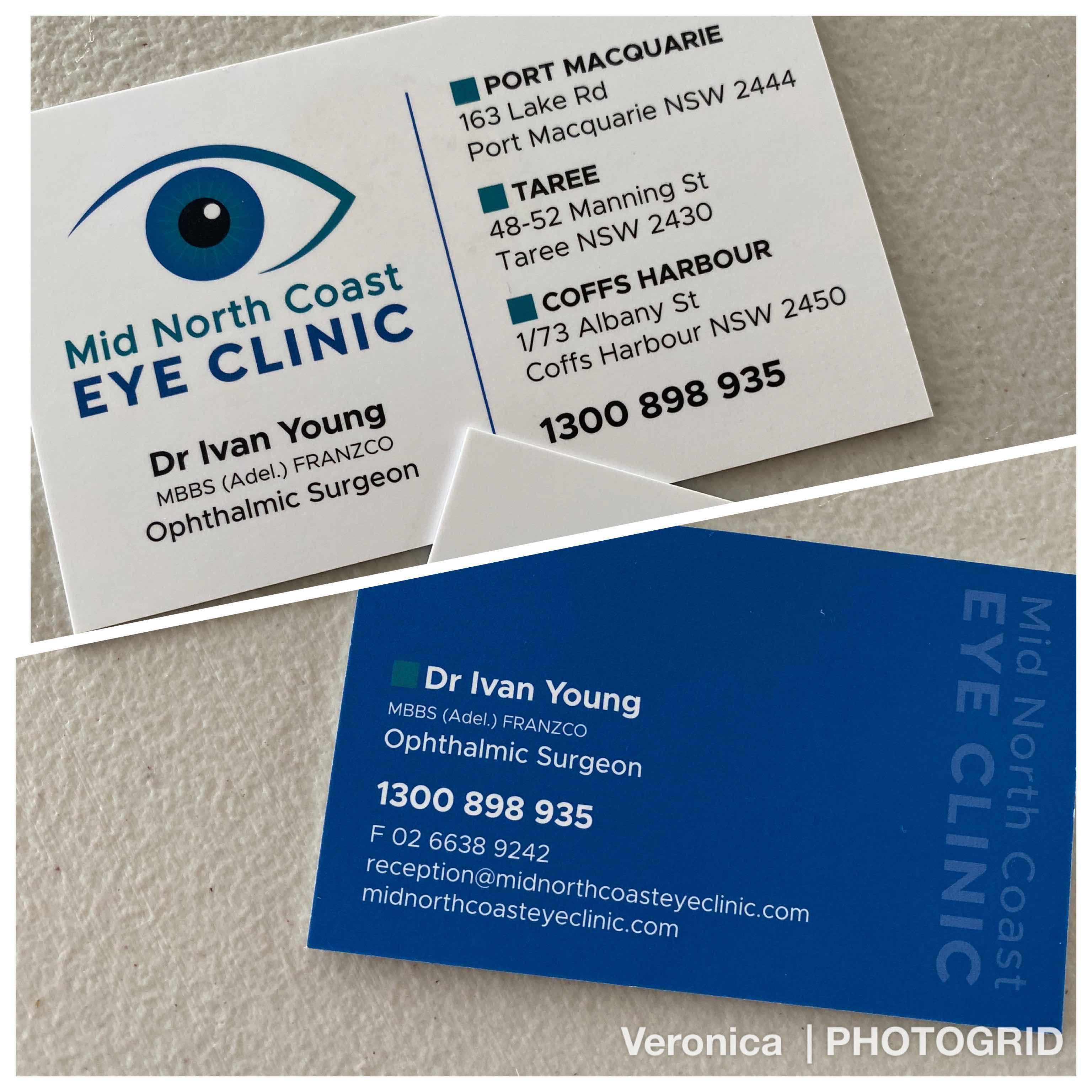 New business cards for Mid North Coast Eye Clinic by Vermilion Pinstripes