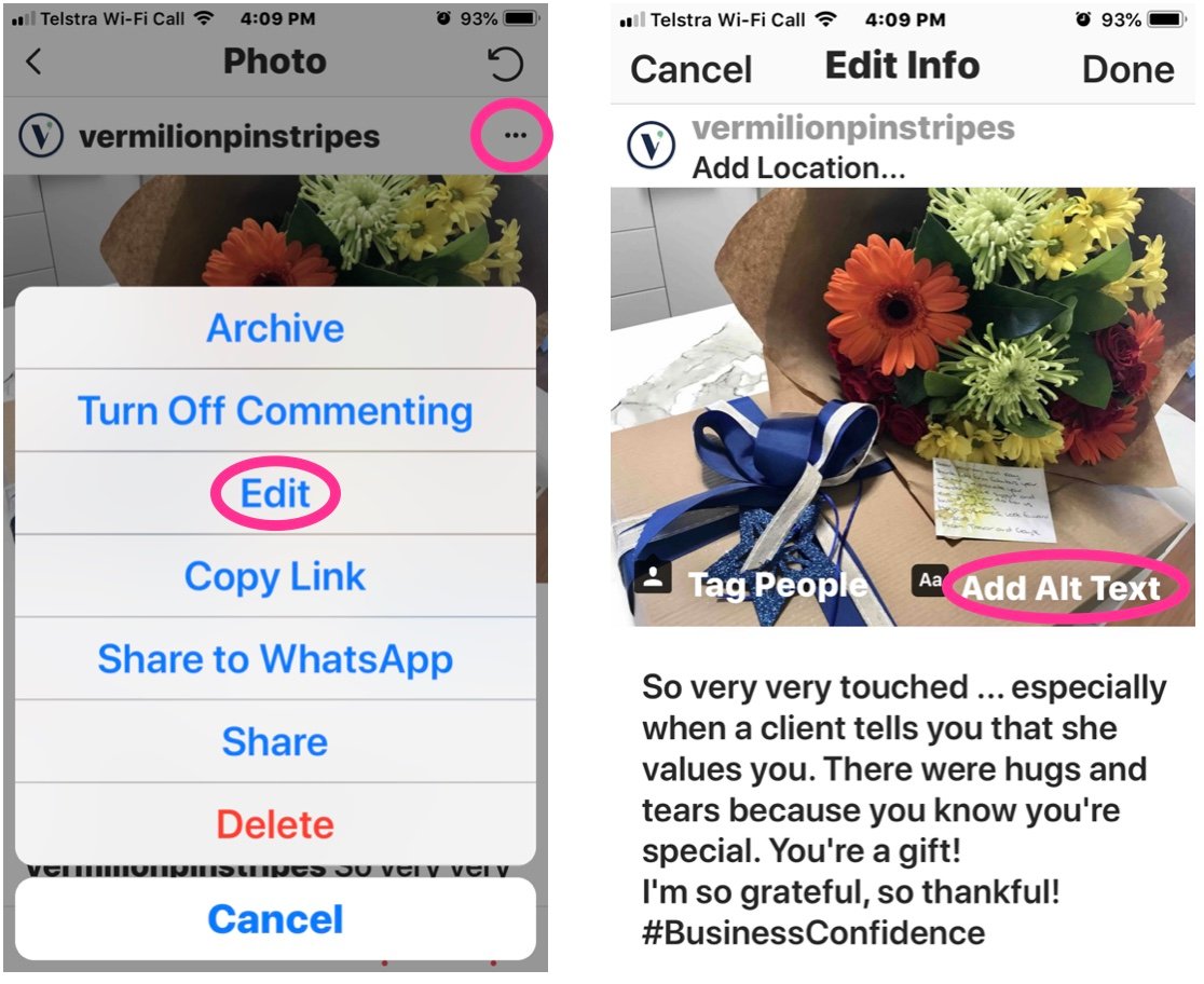 Adding alt-text into Instagram posts