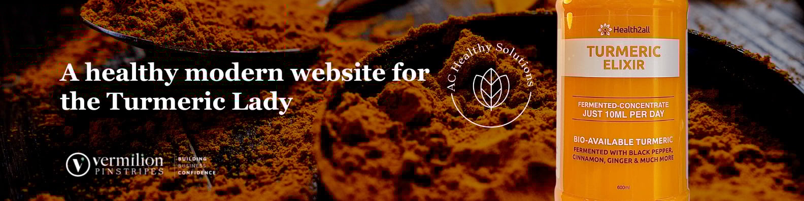 A healthy modern website for the Turmeric Lady, Alison Carroll at AC Healthy Solutions