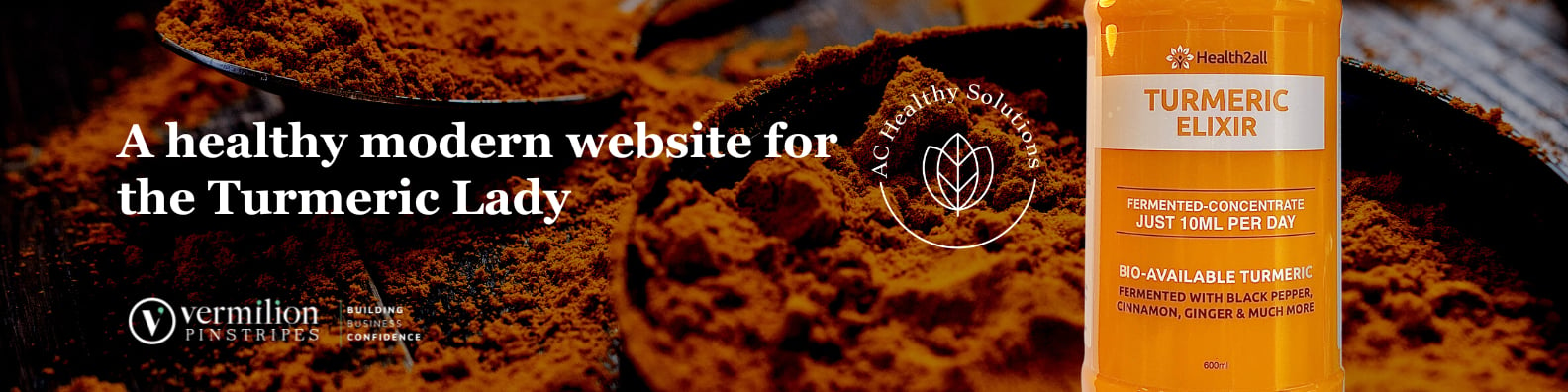 A healthy modern website for the Turmeric Lady, Alison Carroll at AC Healthy Solutions