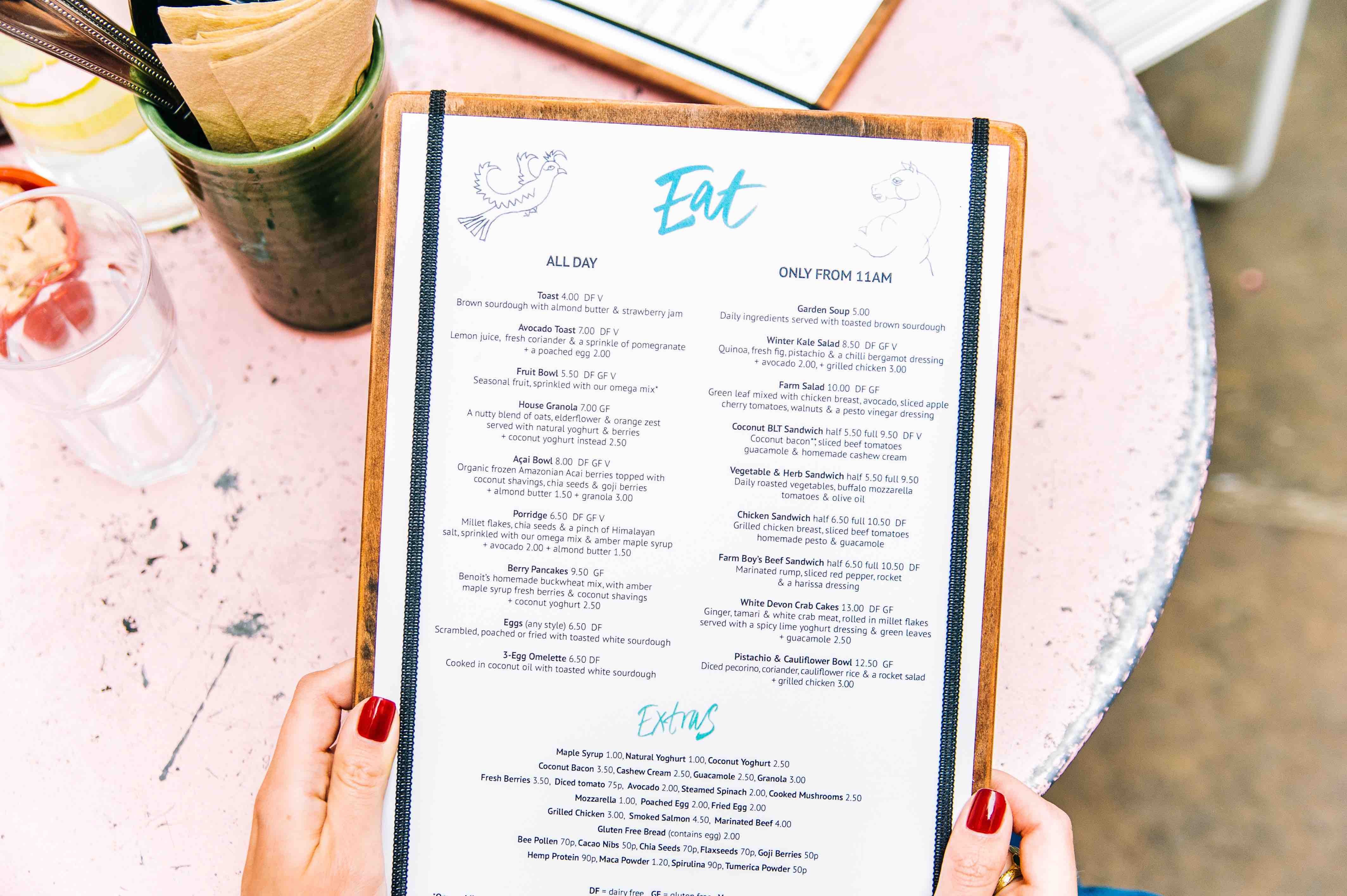 Menu with complex font