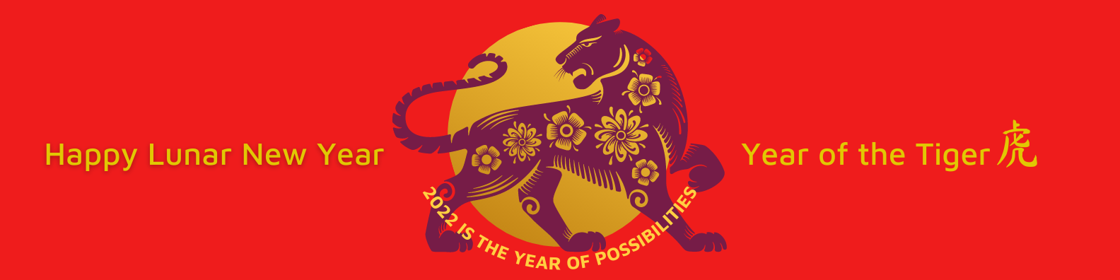 Vermilion Pinstripes Chinese New Year greetings 2022 is the year of the tiger - a year of possibilities