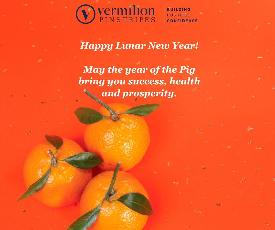 Lunar New Year greeting 2019 from Vermilion Pinstripes