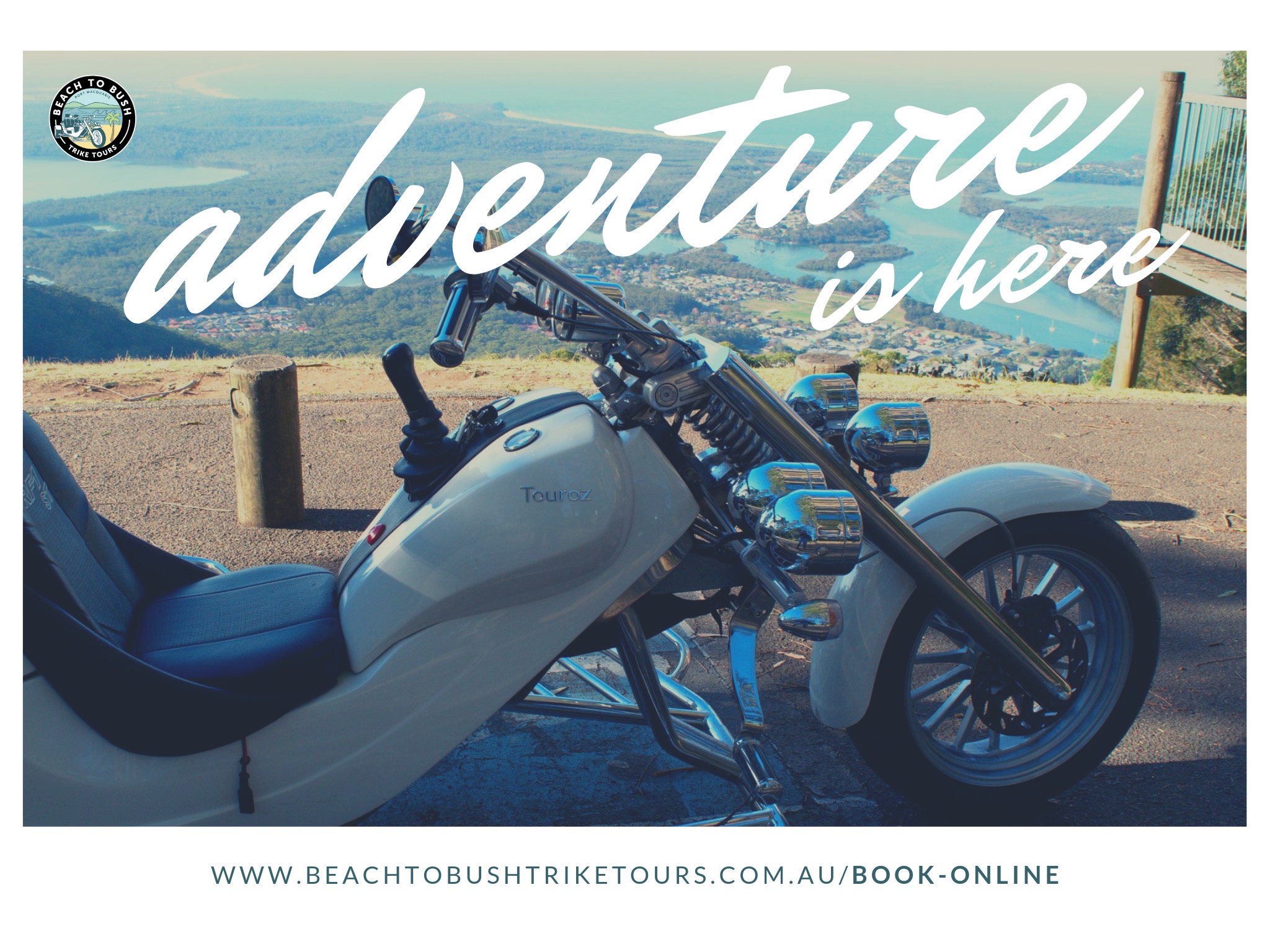 Tourism marketing for Beach to Bush Trike Tours by Vermilion Pinstripes